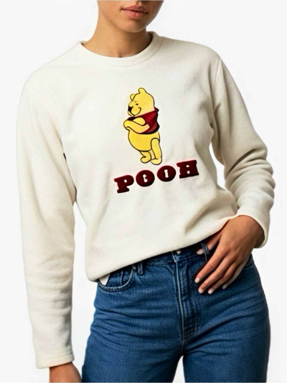 Vintage Y2K Disney Pooh Fleece Pull Over Crew Neck Sweatshirt Size Large